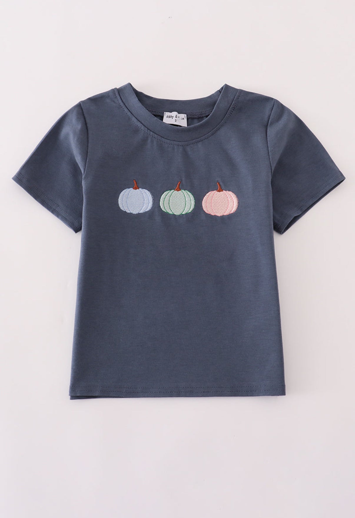 Navy pumpkin appliqué shirt