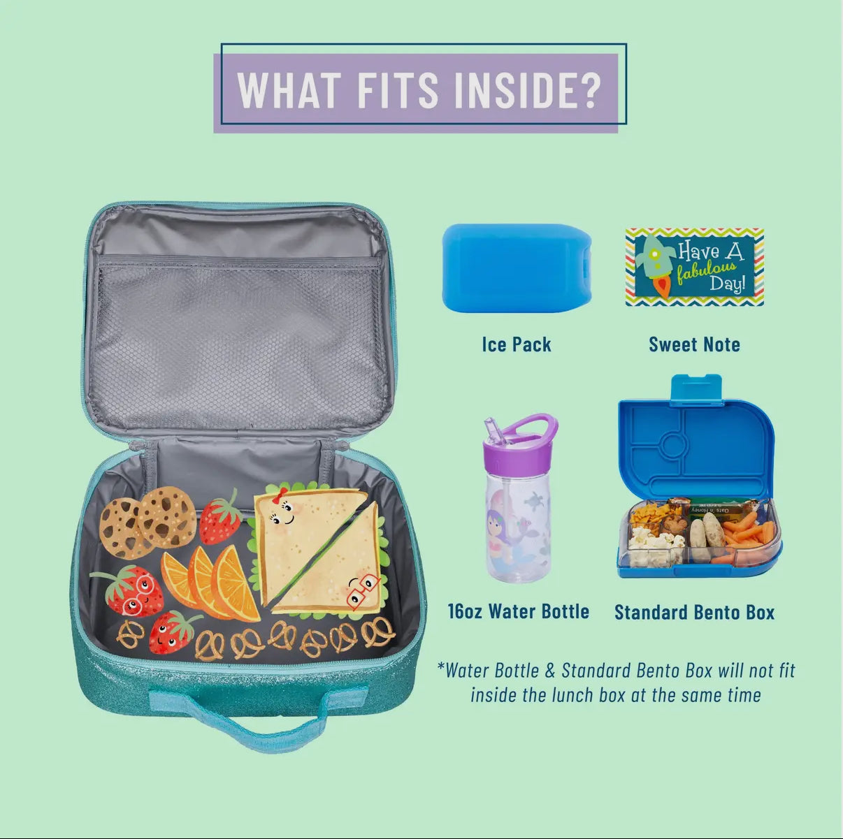 Turquoise glitter lunch box