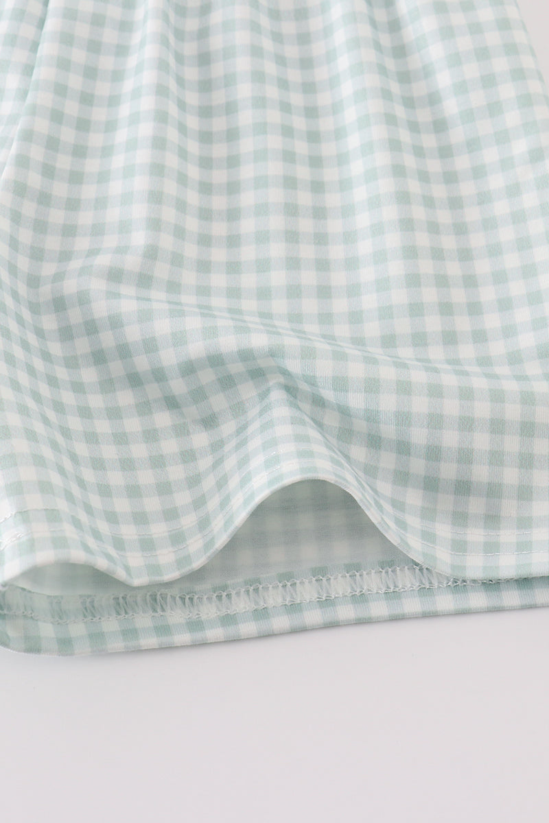 green gingham boy set