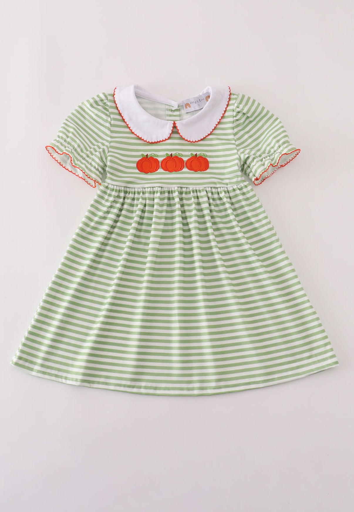 Pumpkin green stripe dress
