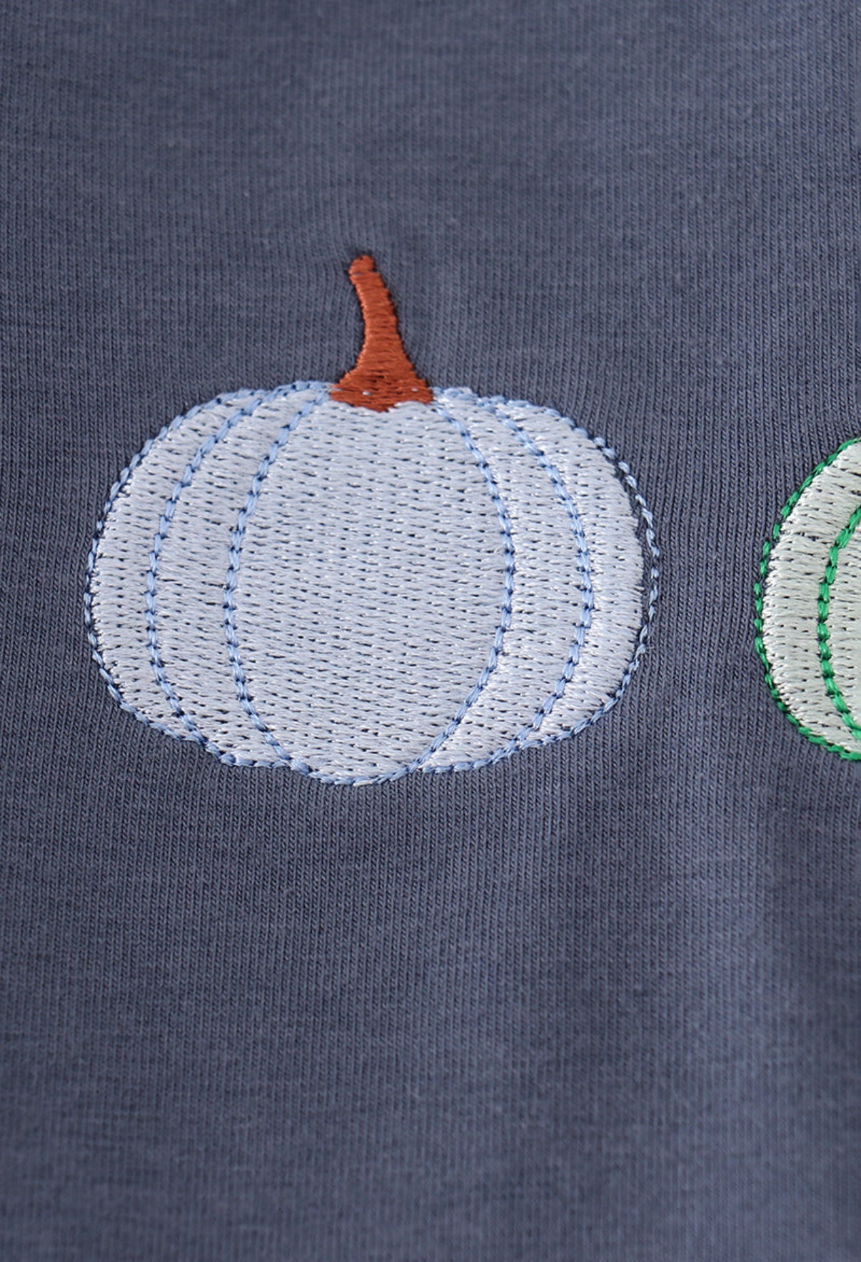 Navy pumpkin appliqué shirt