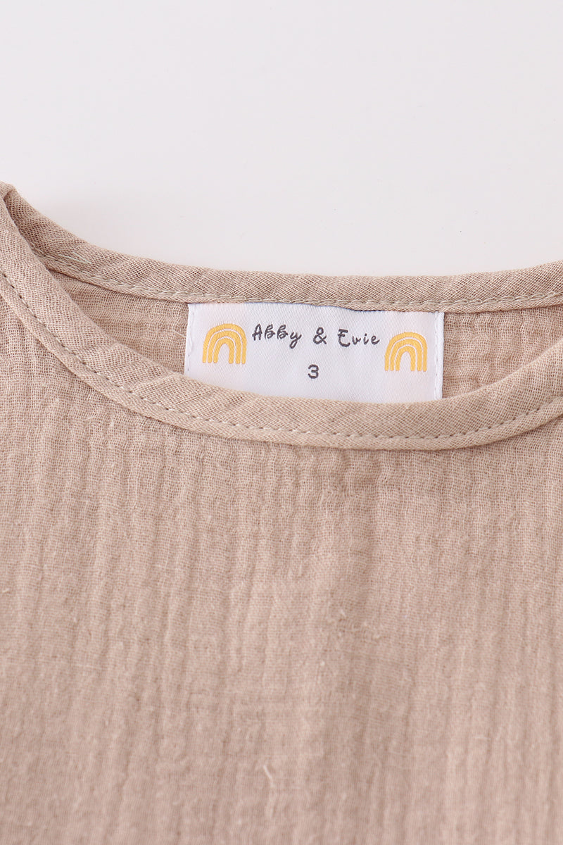 beige muslin shorts set