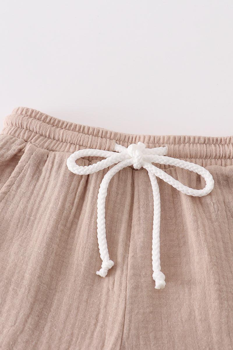 beige muslin shorts set