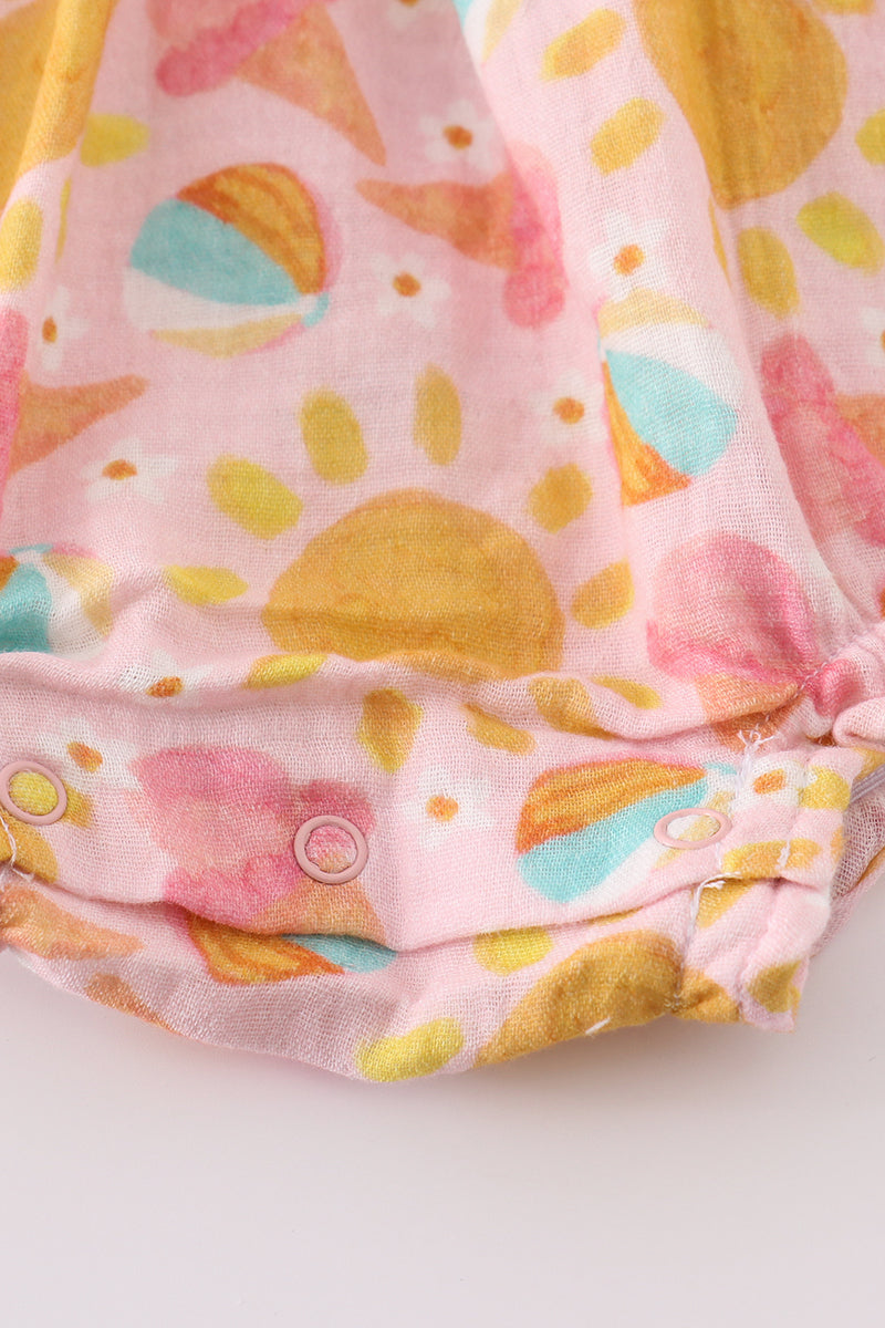 pink muslin sun ice cream smocked bubble
