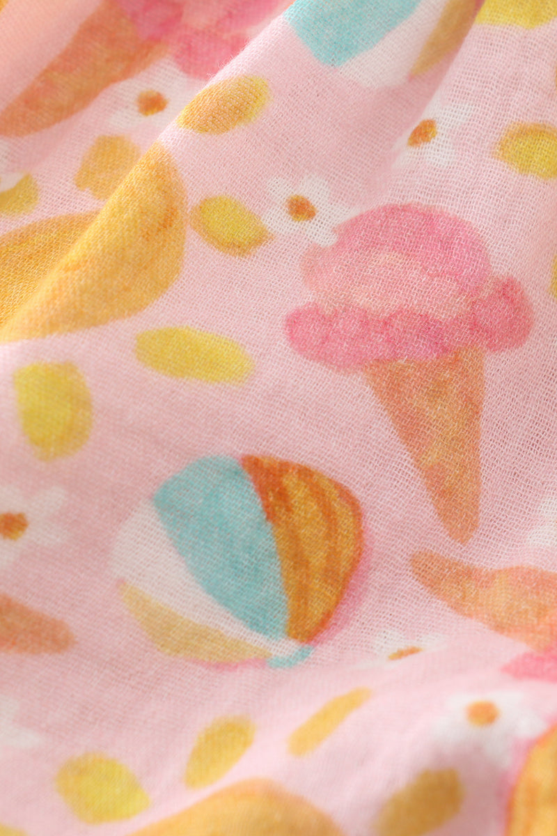 pink muslin sun ice cream smocked bubble