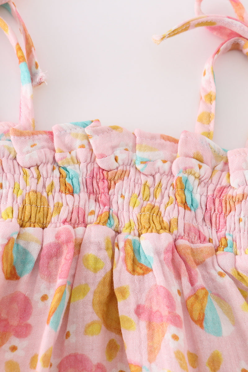 pink muslin sun ice cream smocked bubble
