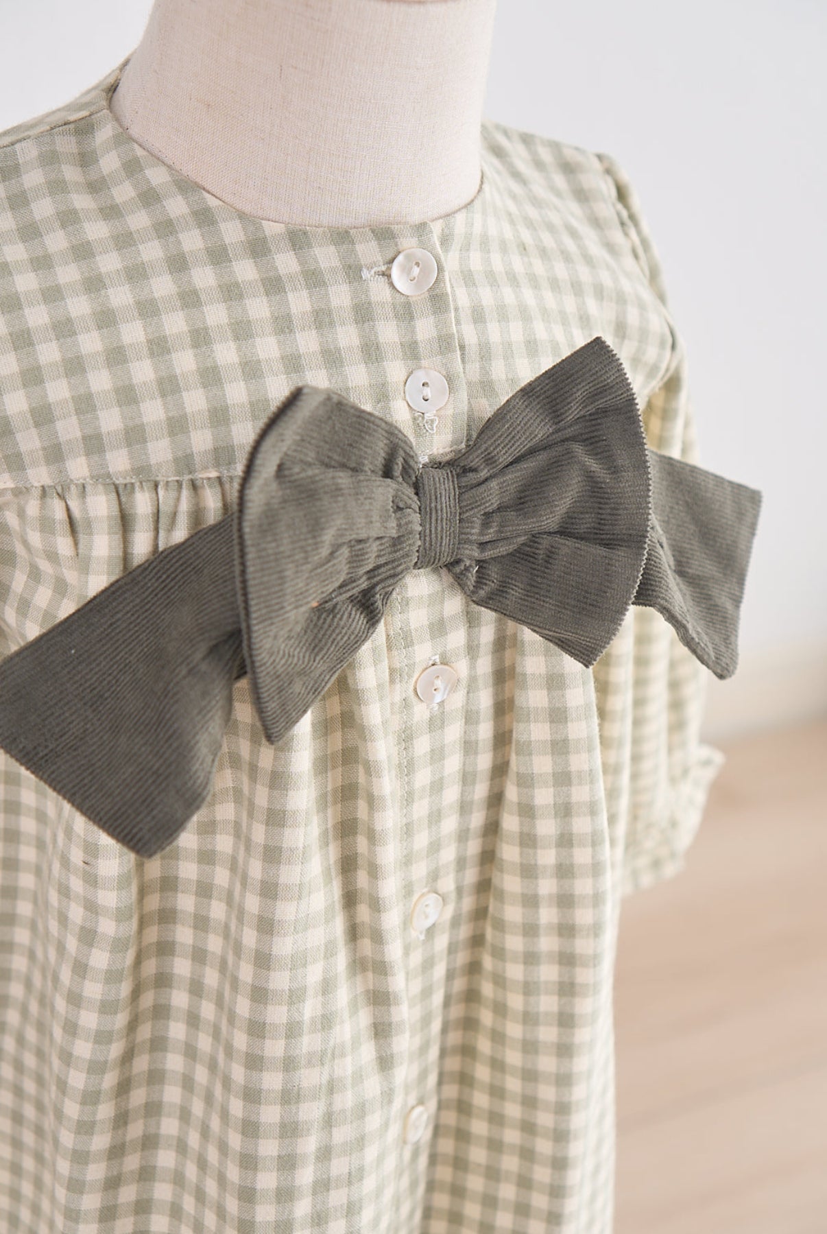 Moss green bow dress