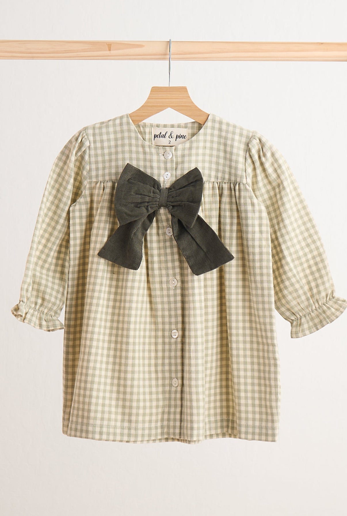 Moss green bow dress