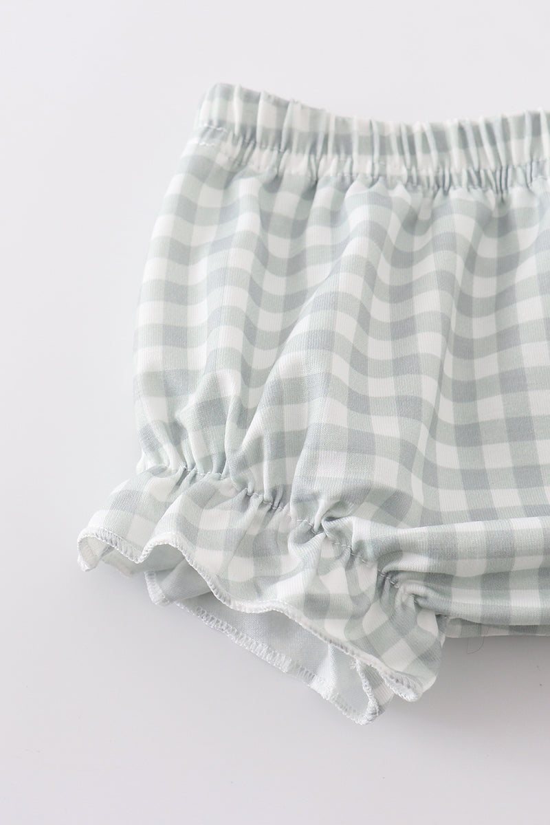 sage gingham pastel floral bloomer set