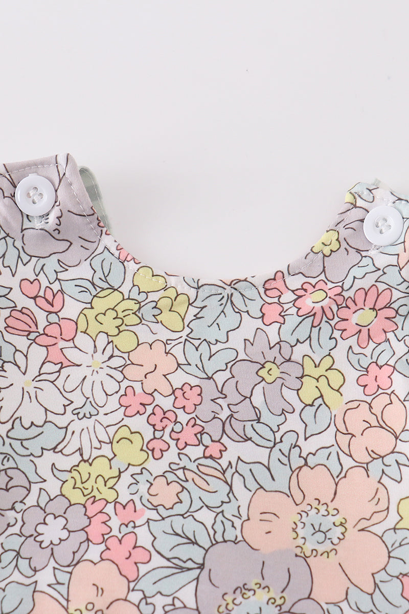 sage gingham pastel floral bloomer set