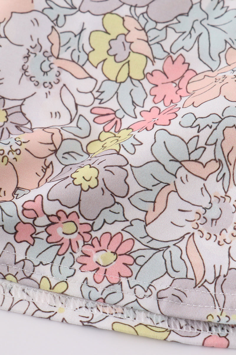 sage gingham pastel floral bloomer set