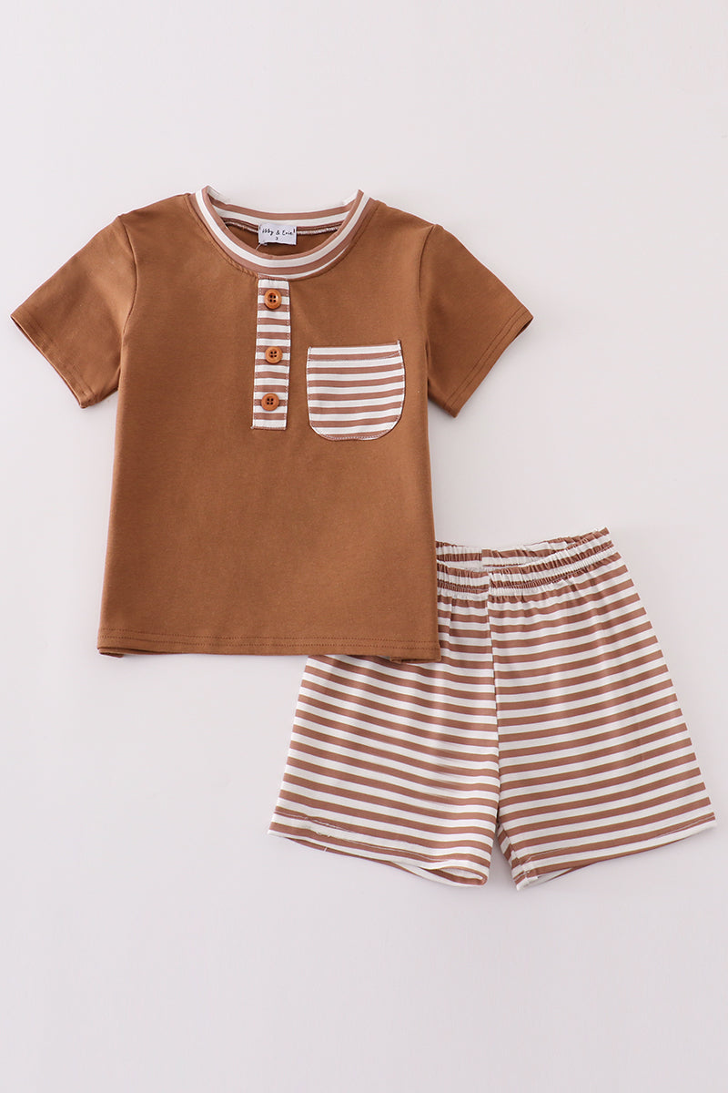 brown stripe boys set