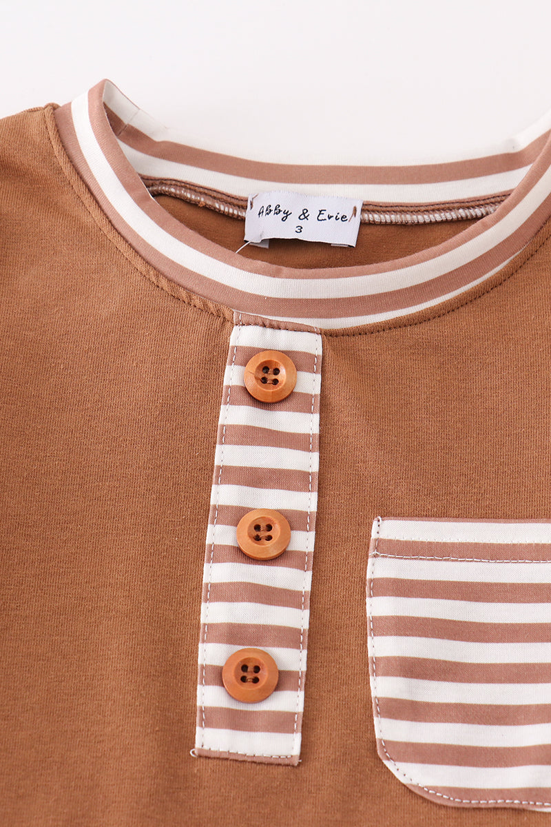 brown stripe boys set