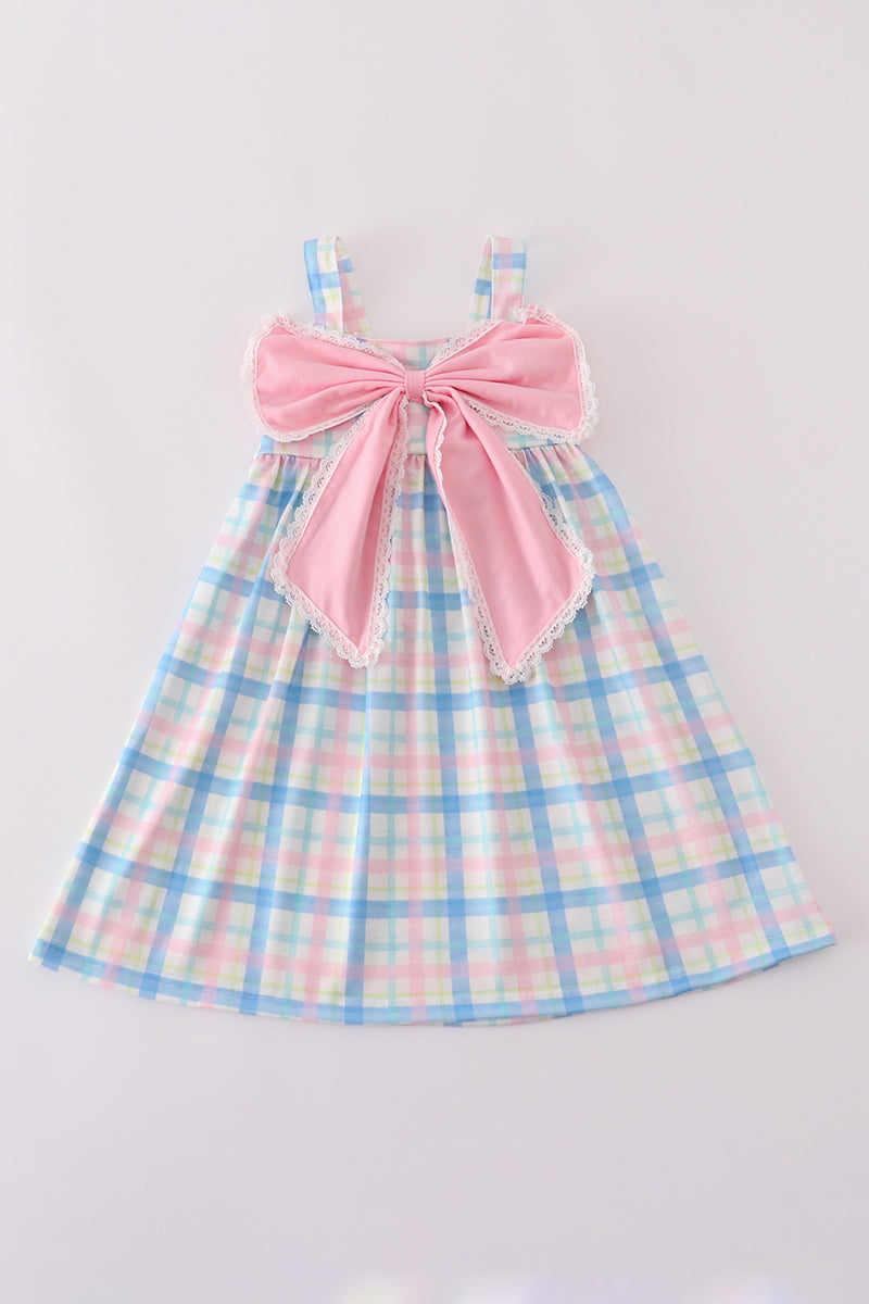 pink plaid bow dress