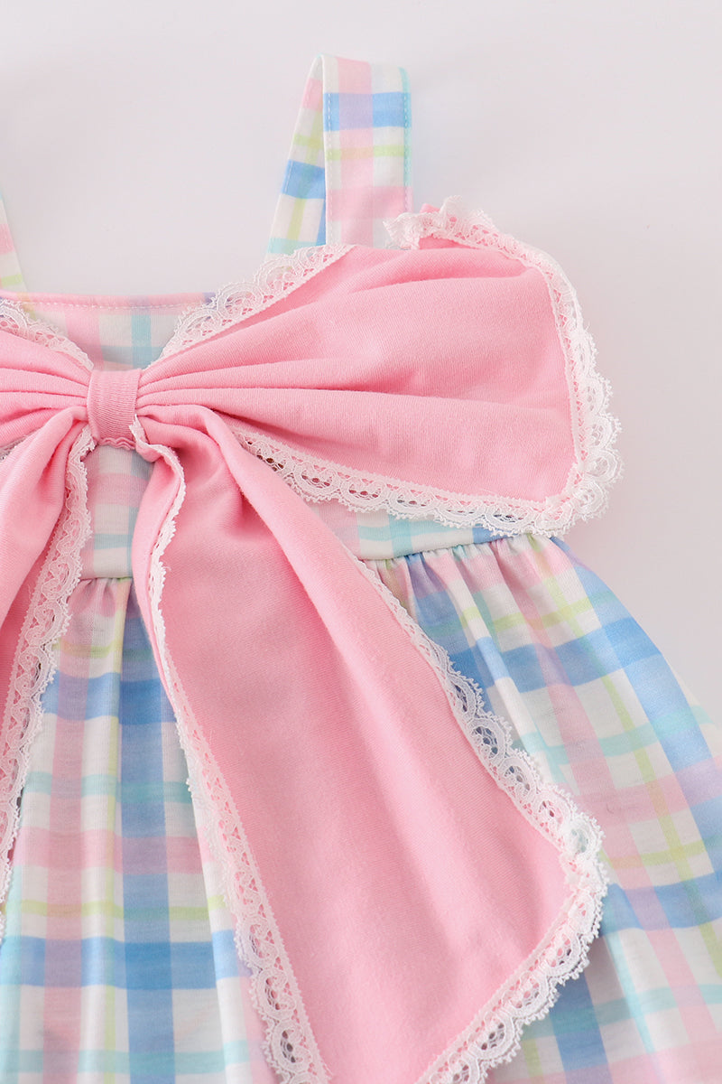 pink plaid bow dress