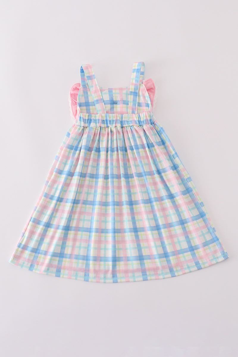 pink plaid bow dress