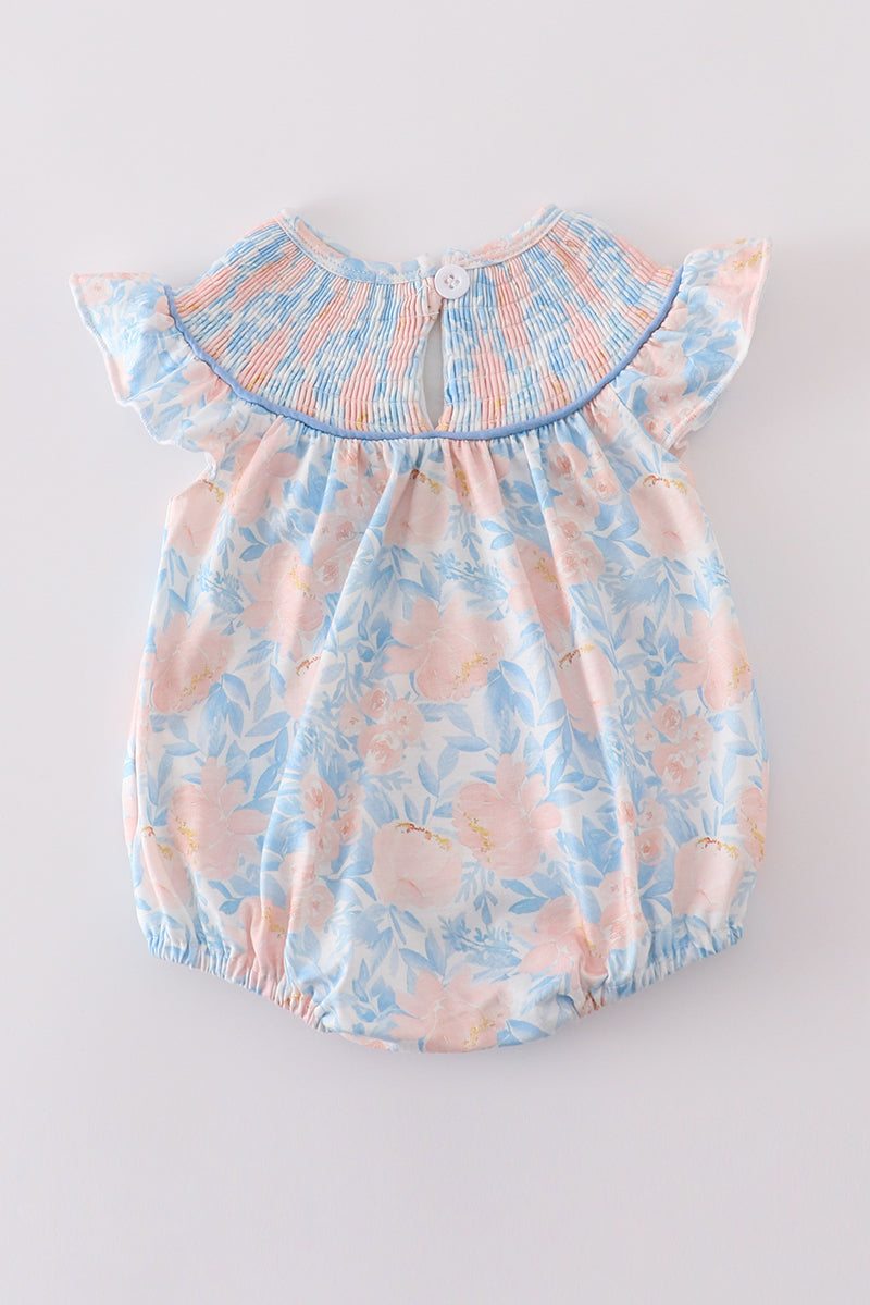 blue bloom elegance smocked bubble