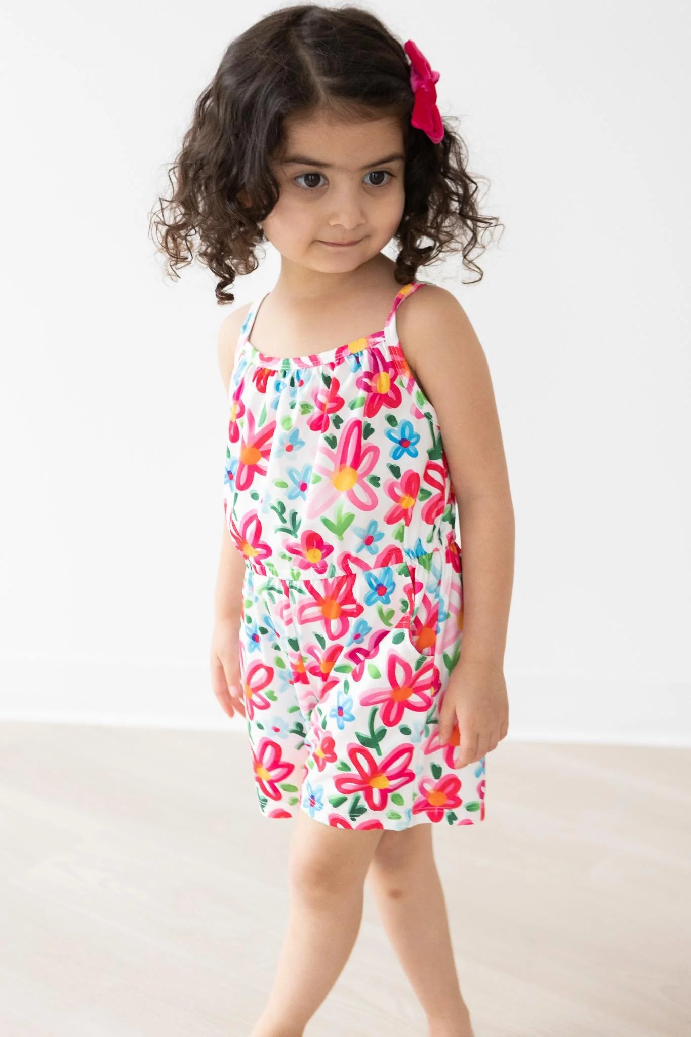 neon floral strapy romper
