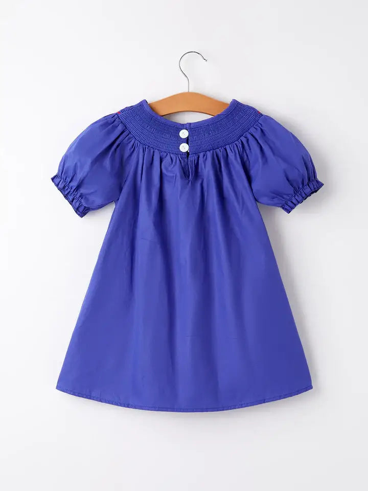 blue smocked apple dress