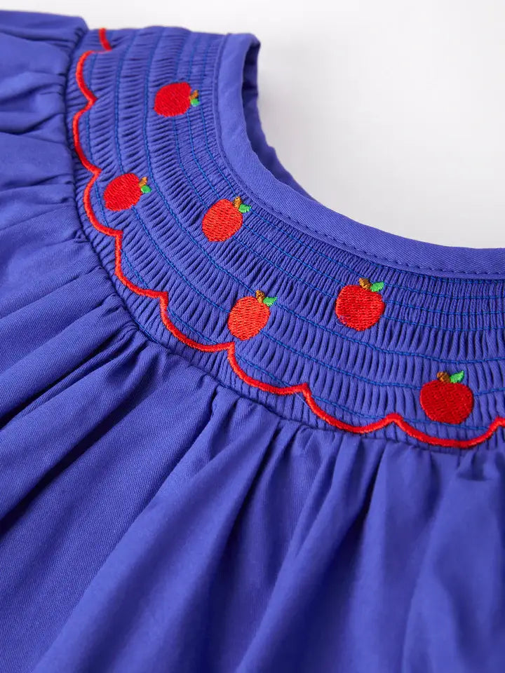 blue smocked apple dress