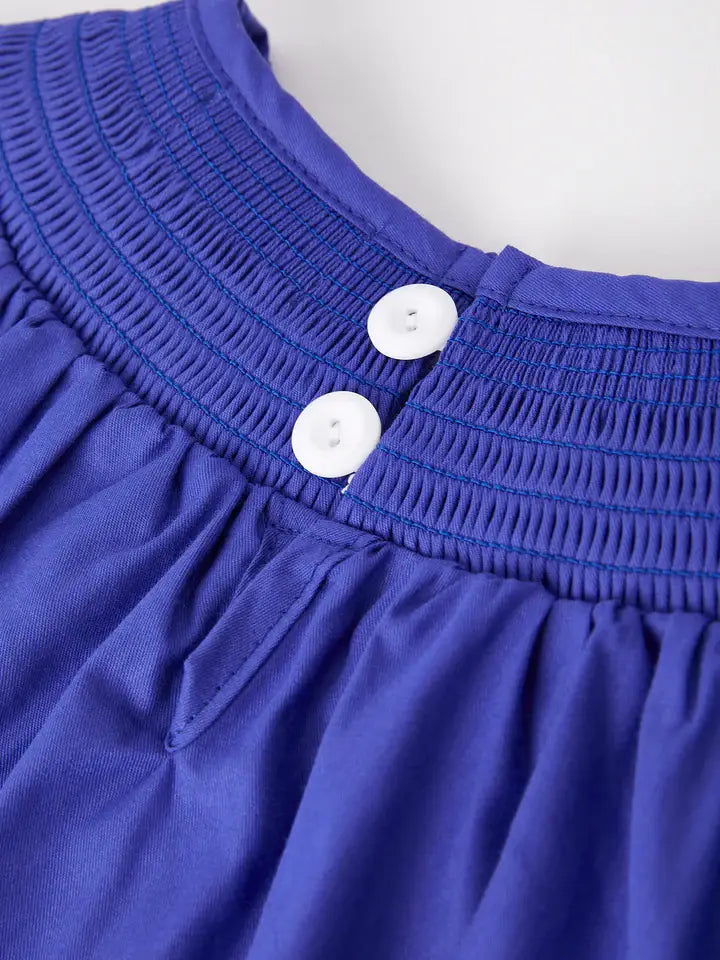 blue smocked apple dress
