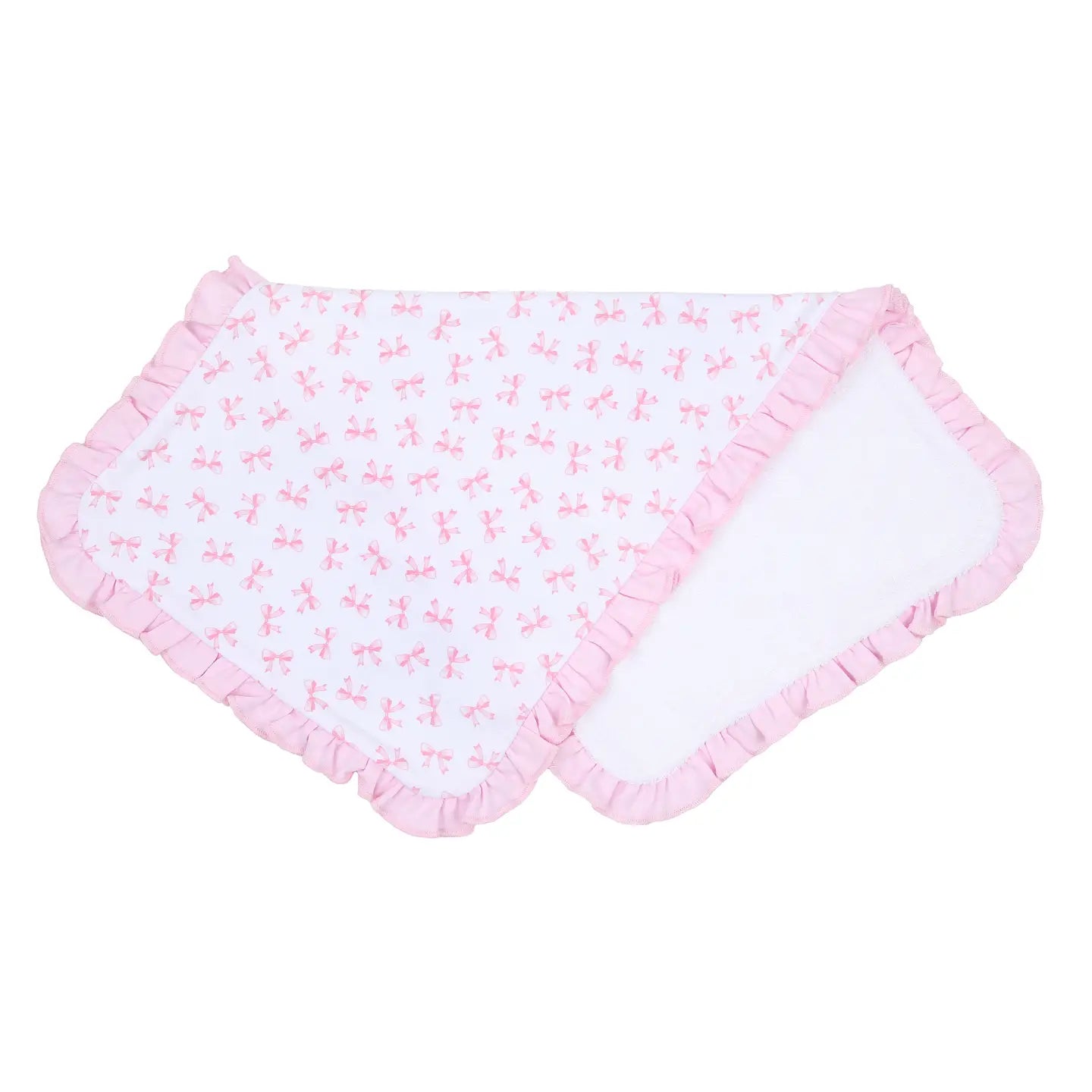 pink bows printed ruffle burp cloth