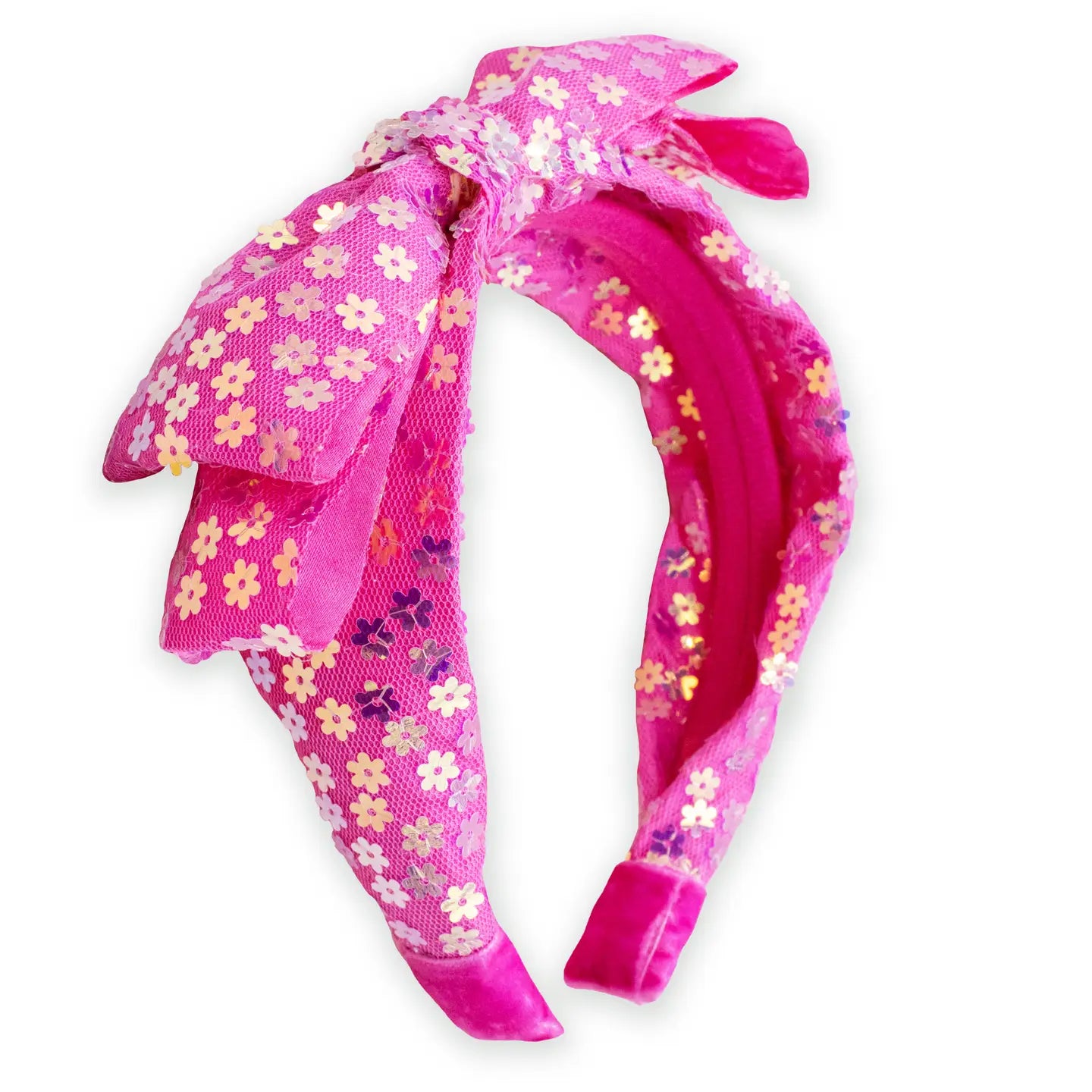 pink sequin bow headband