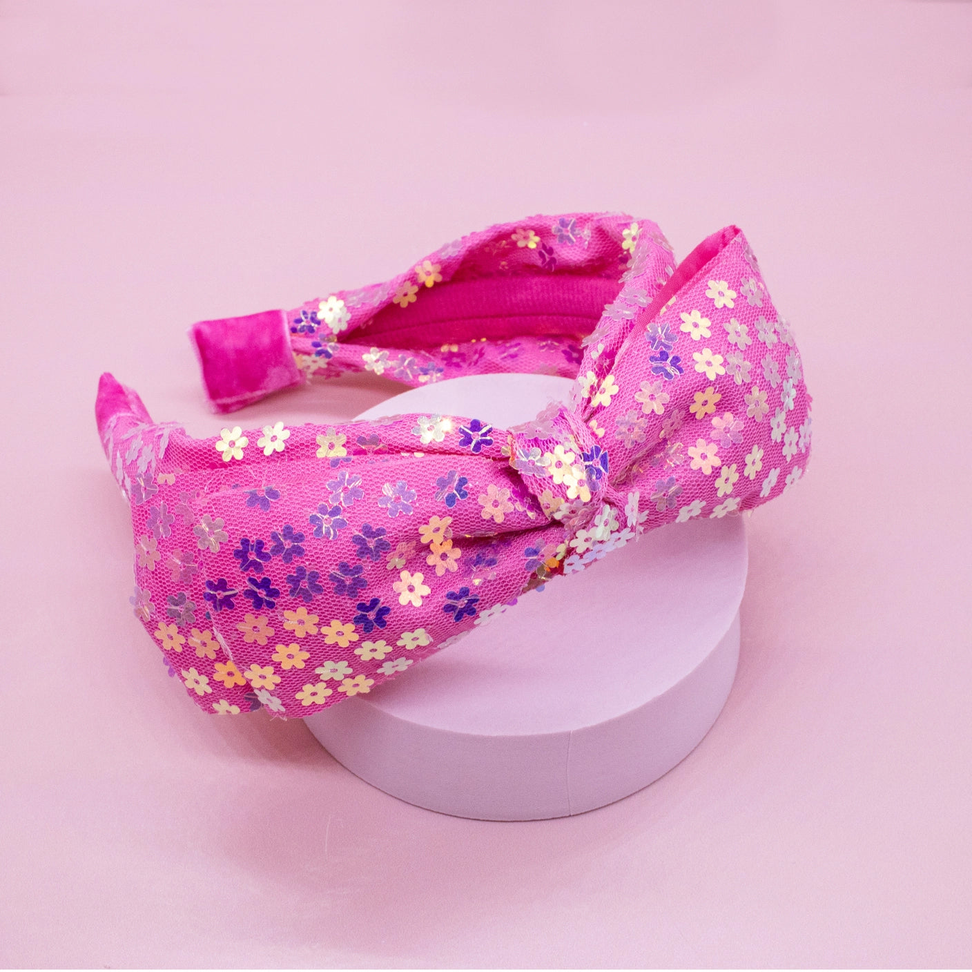 pink sequin bow headband