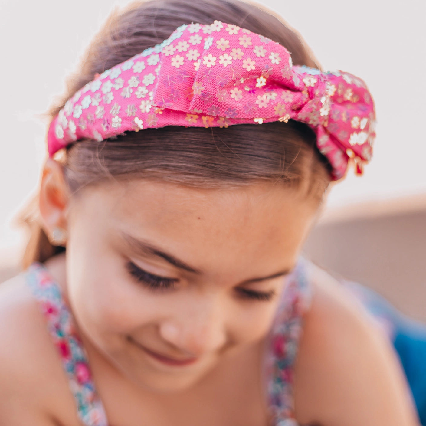 pink sequin bow headband