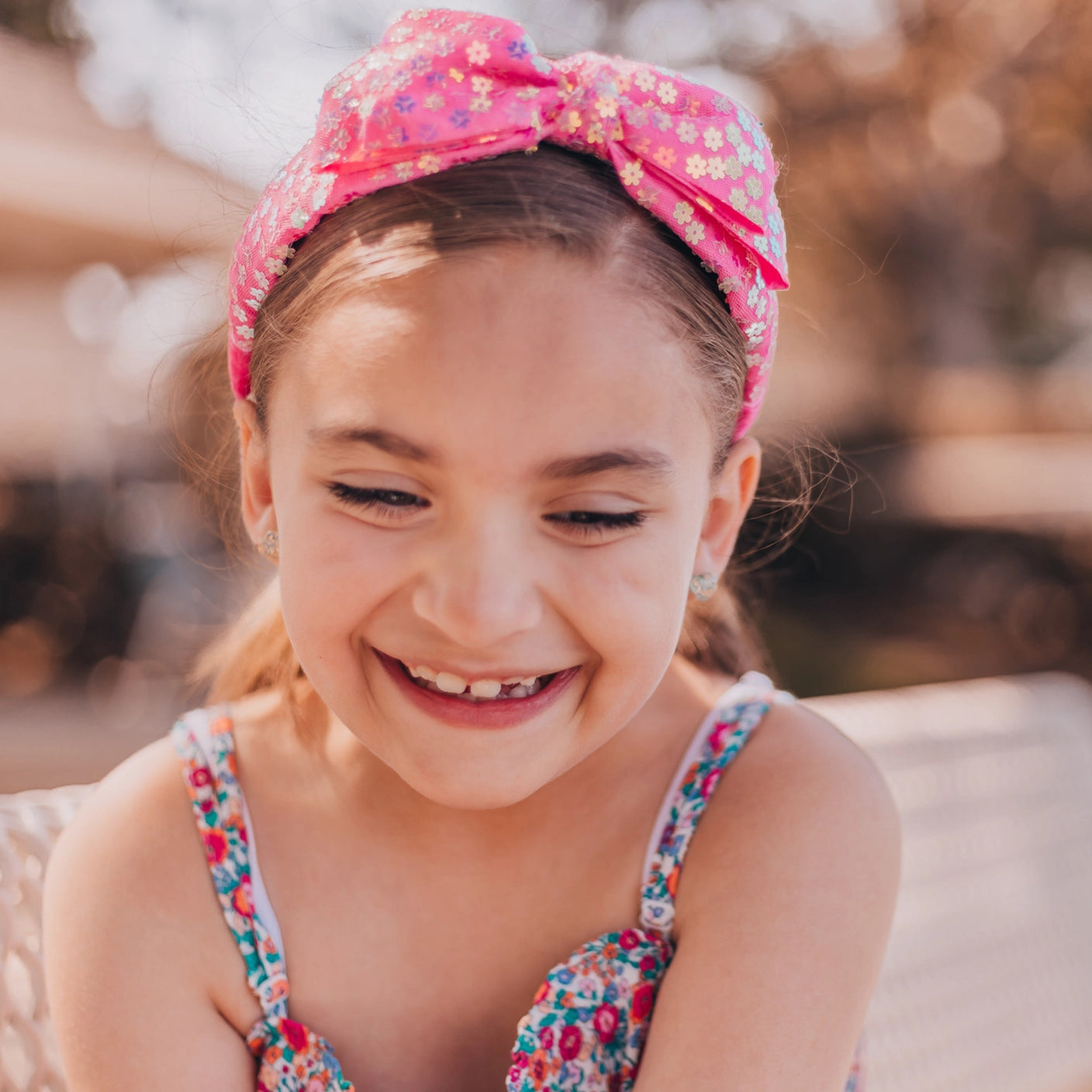 pink sequin bow headband
