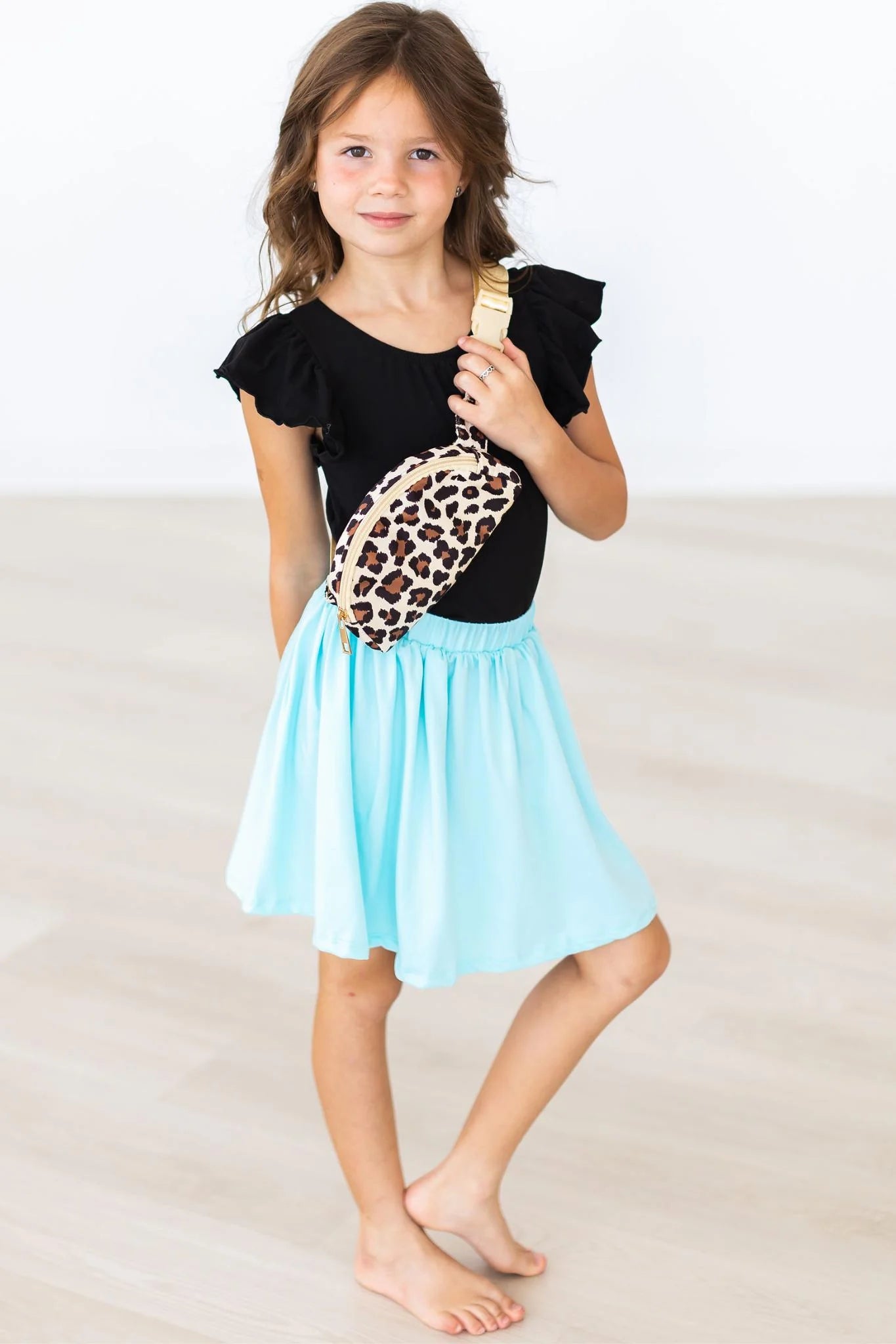 black flutter sleeve leotard