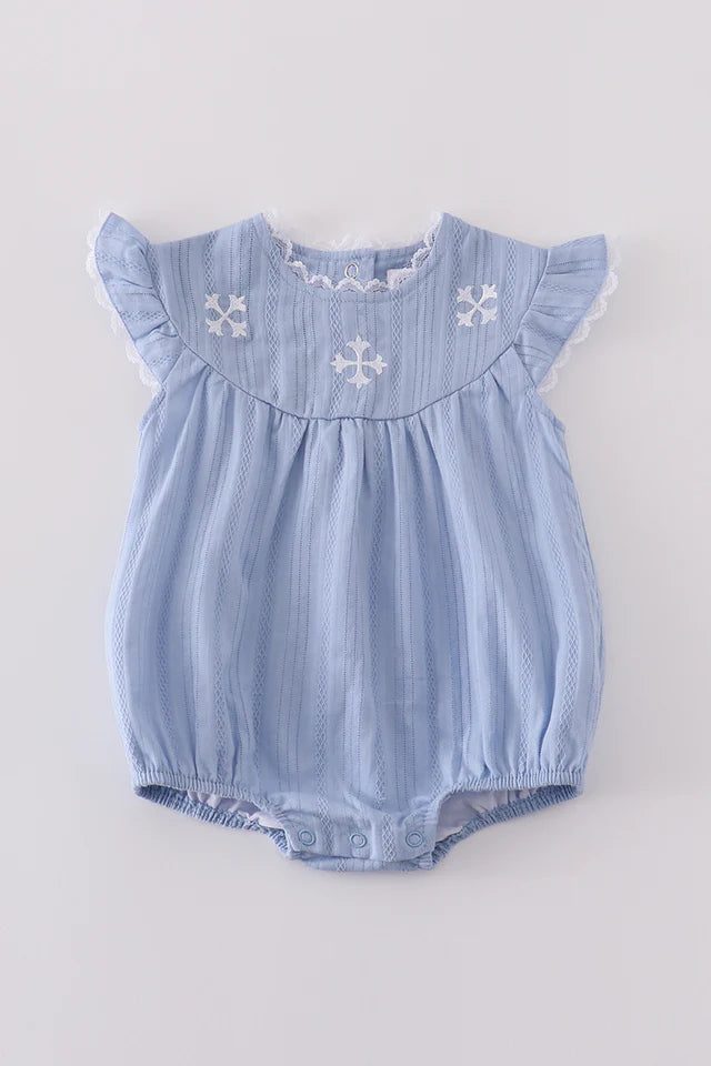 blue cross bubble embroidery