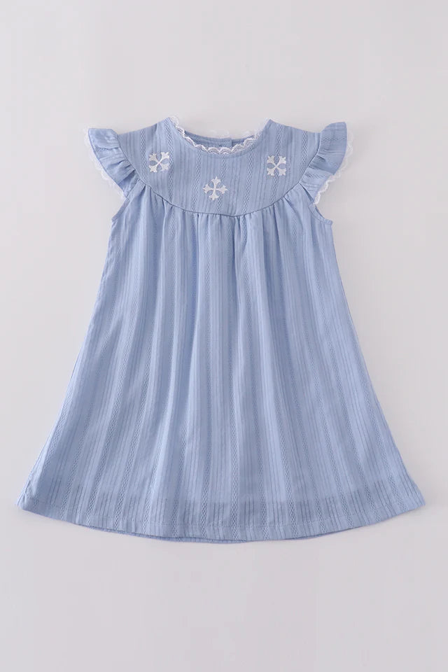blue cross embroidery dress