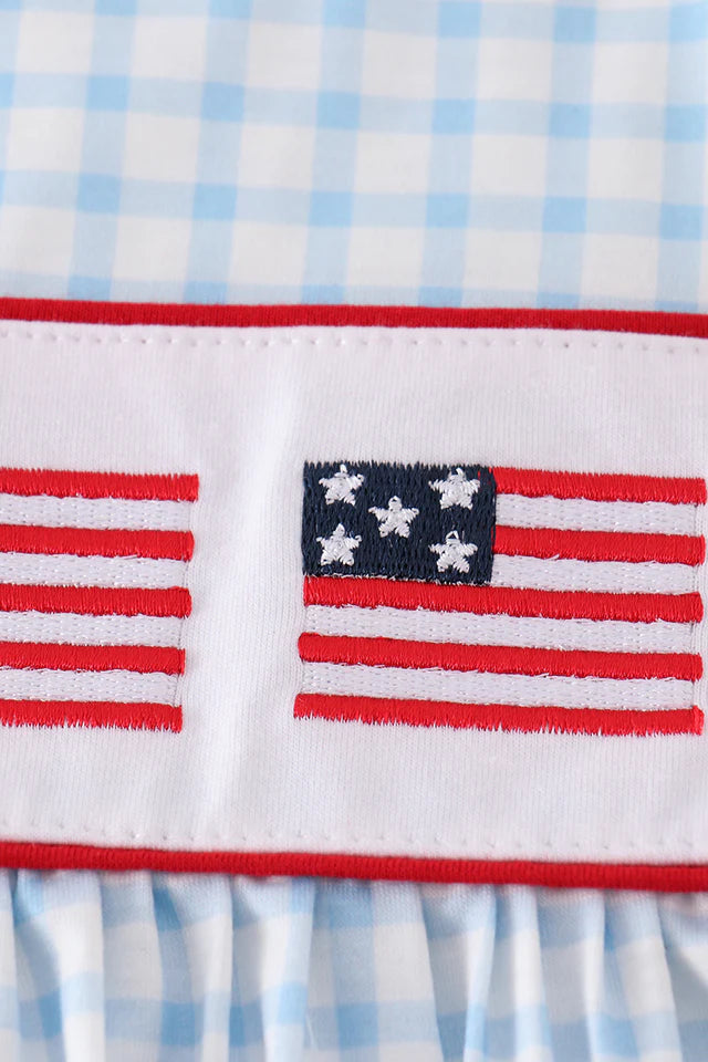 blue flag embroidery dress