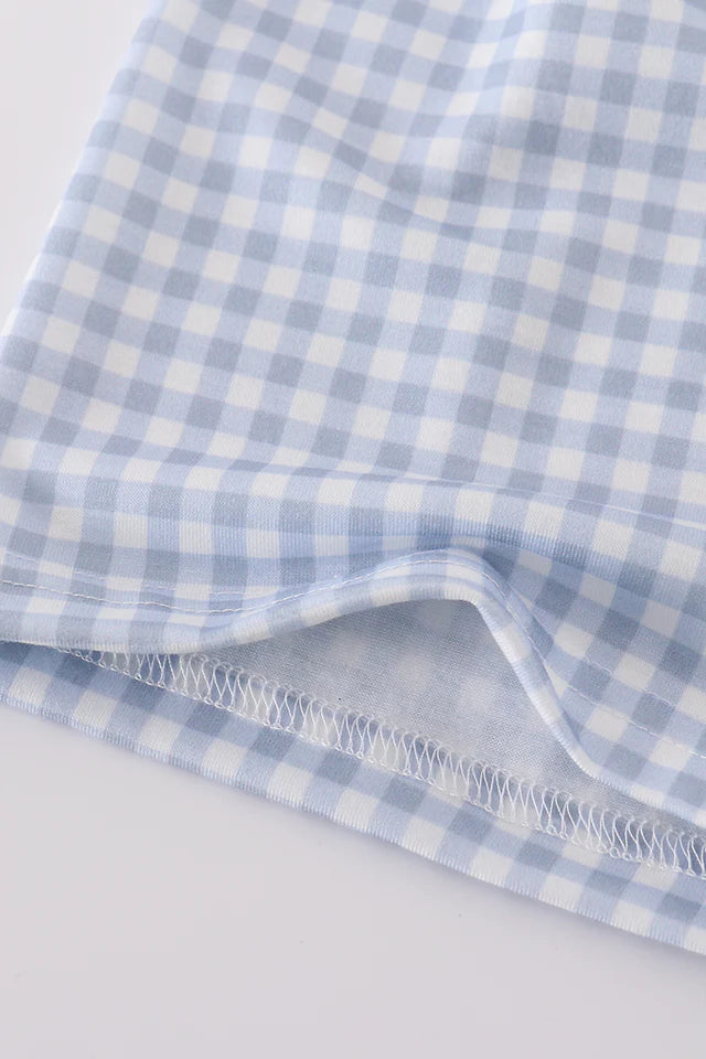 blue gingham shorts set
