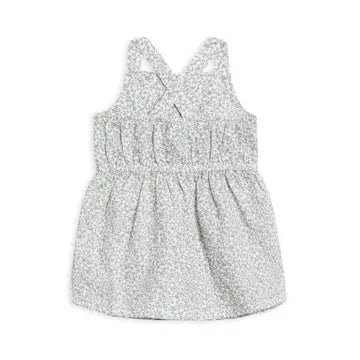 linen button dress- edna floral