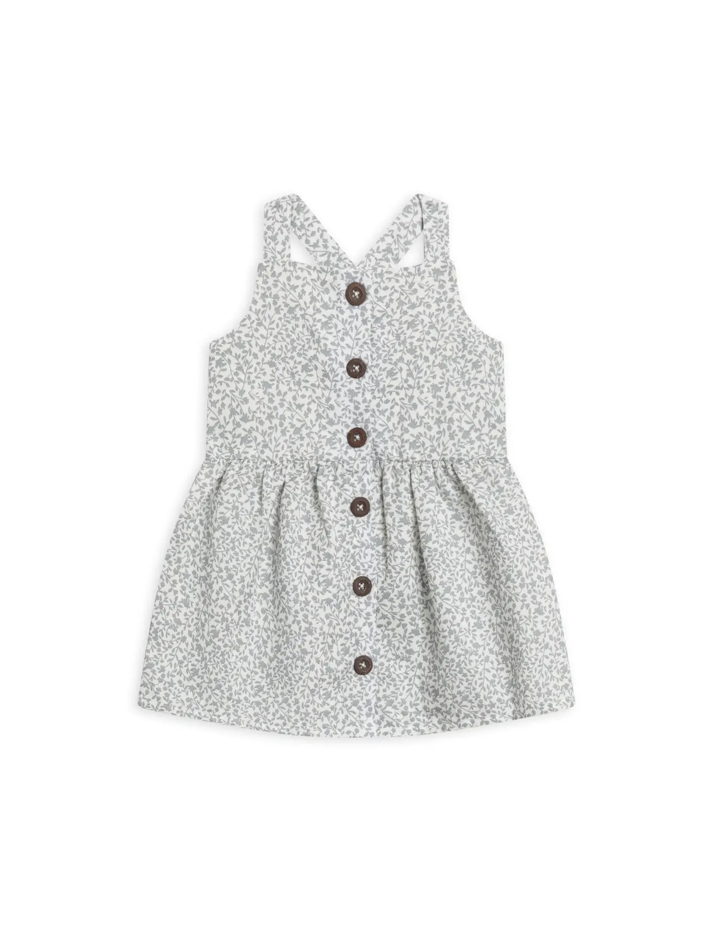 linen button dress- edna floral