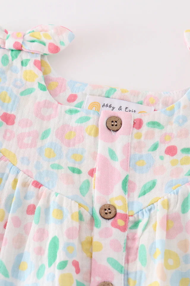 light bow floral muslin dress