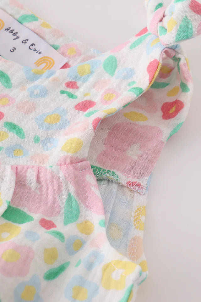 light bow floral muslin dress