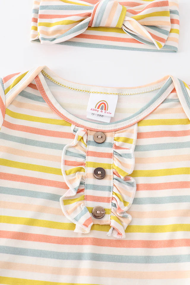 multicolored stripe gown set