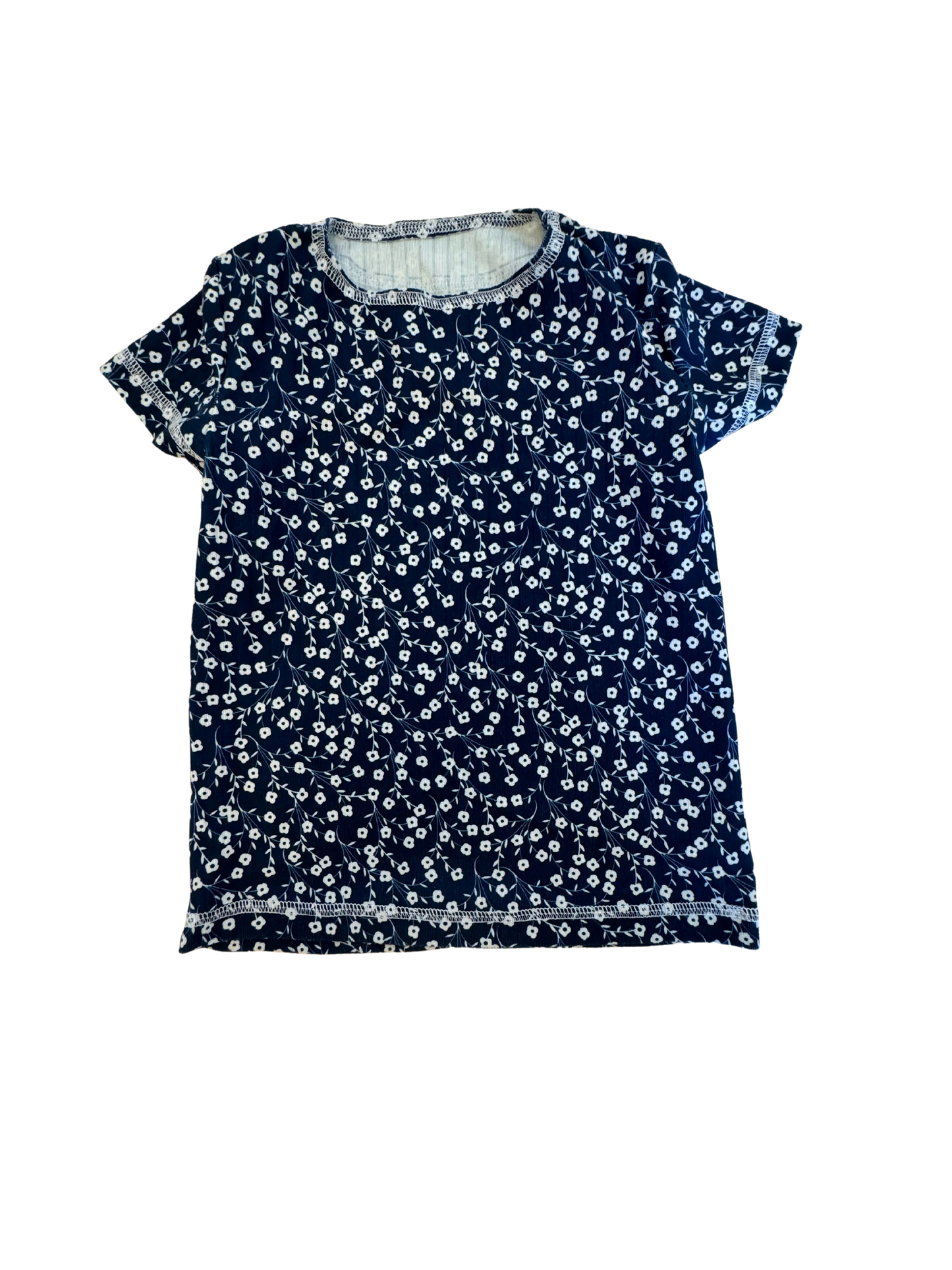 navy floral short sleeve