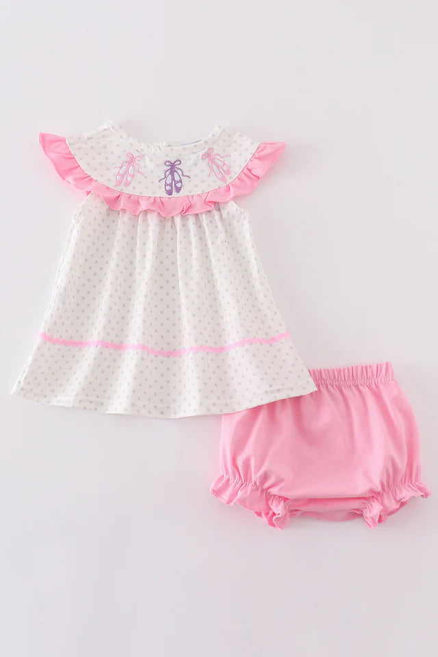 pink ballet embroidery bloomer set