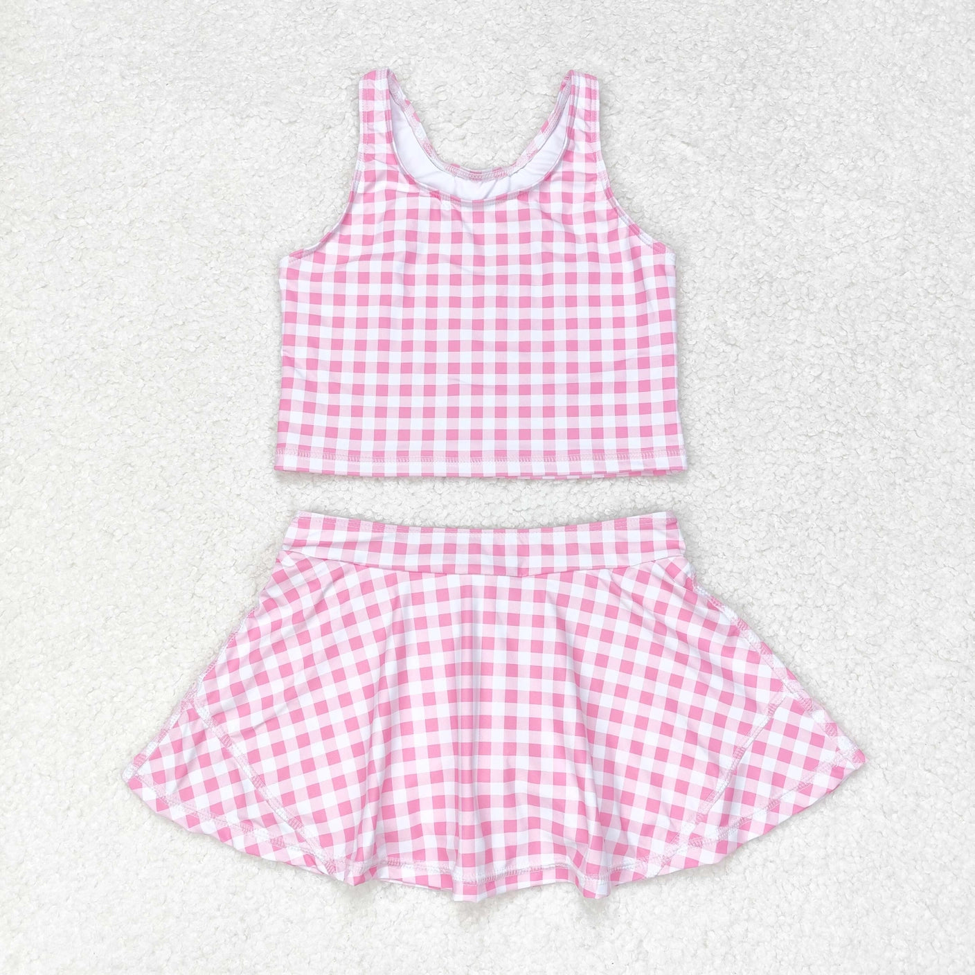 pink gingham athletic set