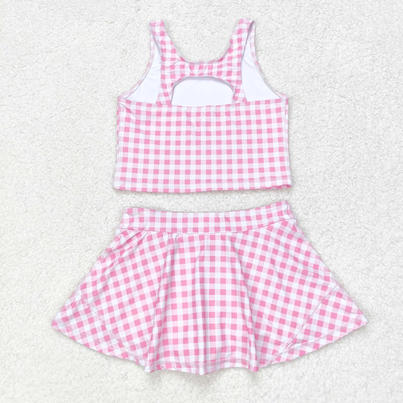 pink gingham athletic set