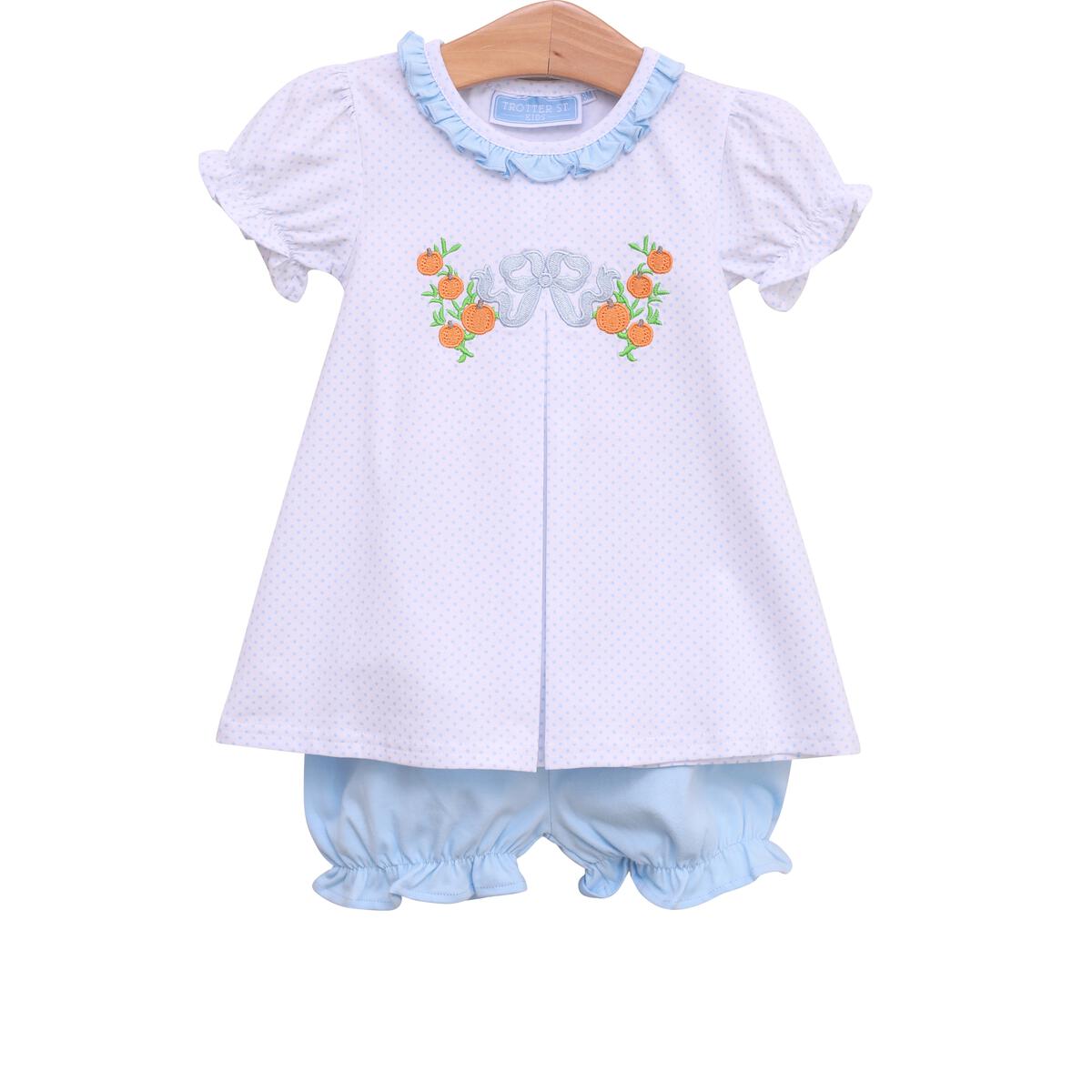 pumpkin embroidery bloomer set