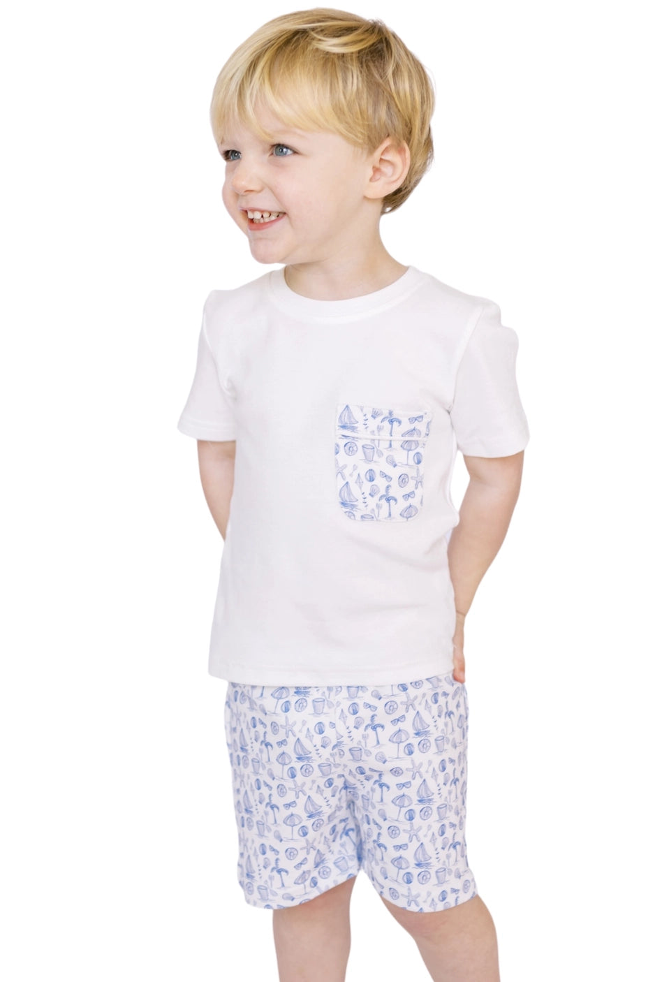 seaside print boy set
