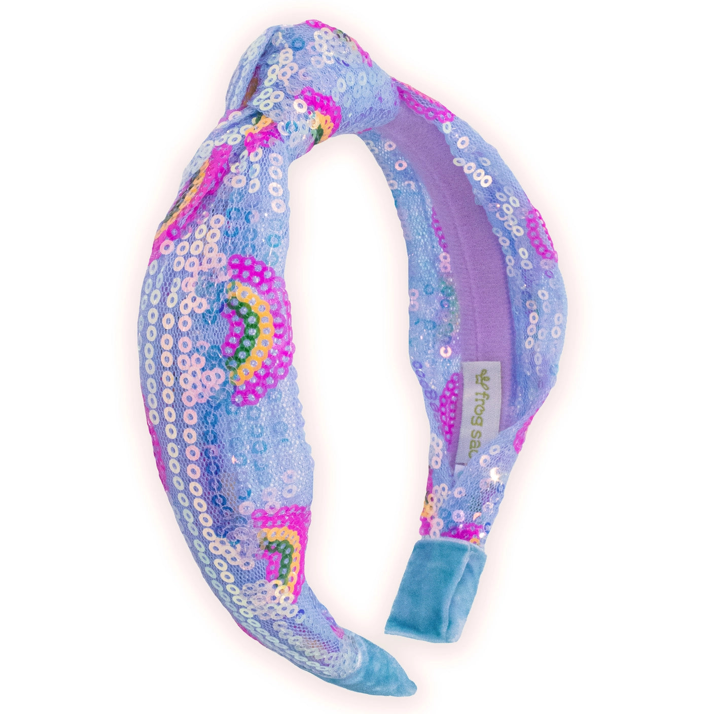 blue rainbow sequin headband