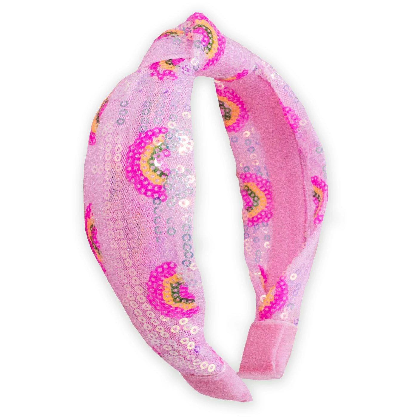 pink rainbow sequin headband