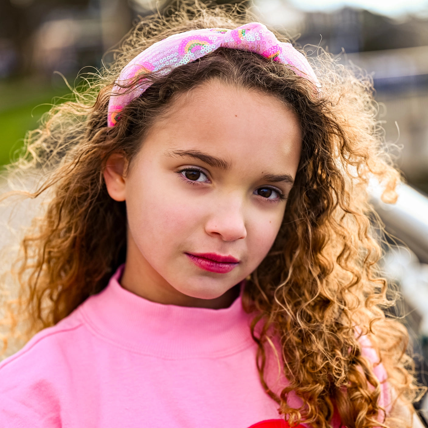 pink rainbow sequin headband