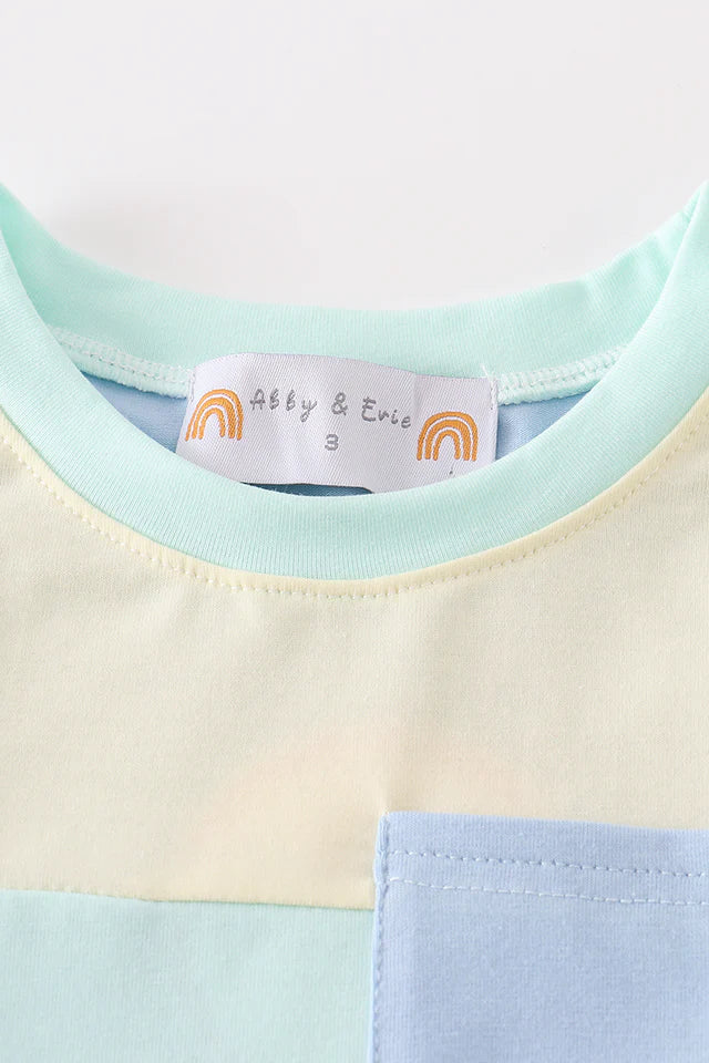 blue color block tee